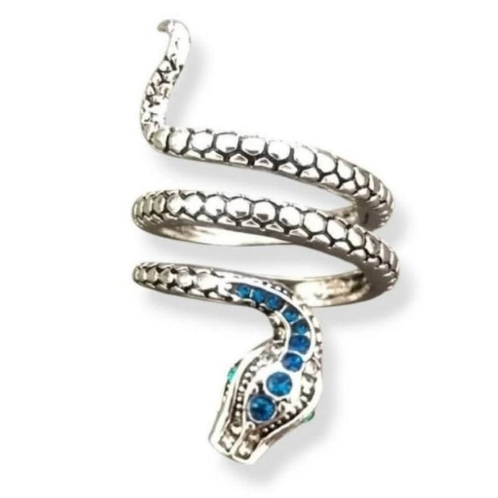 Blue Topaz Silver Wrap Snake Ring